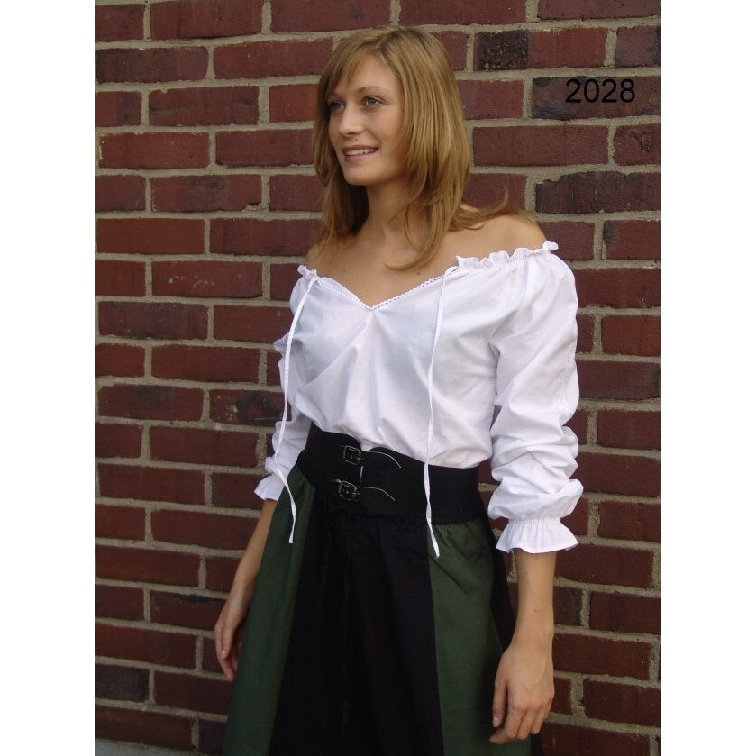 Image produit Blouse médiévale avec dentelle Bettina blanc