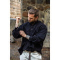 Image produit Chemise médiévale à plis nervurés avec boutons en bois Oswald noir