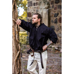 Image produit Chemise médiévale à plis nervurés avec boutons en bois Oswald noir