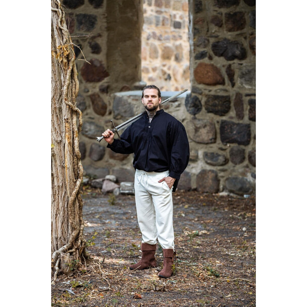 Image produit Chemise médiévale à plis nervurés avec boutons en bois Oswald noir