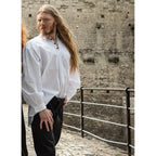 Image produit Chemise médiévale à plis avec boutons en bois Oswald blanc
