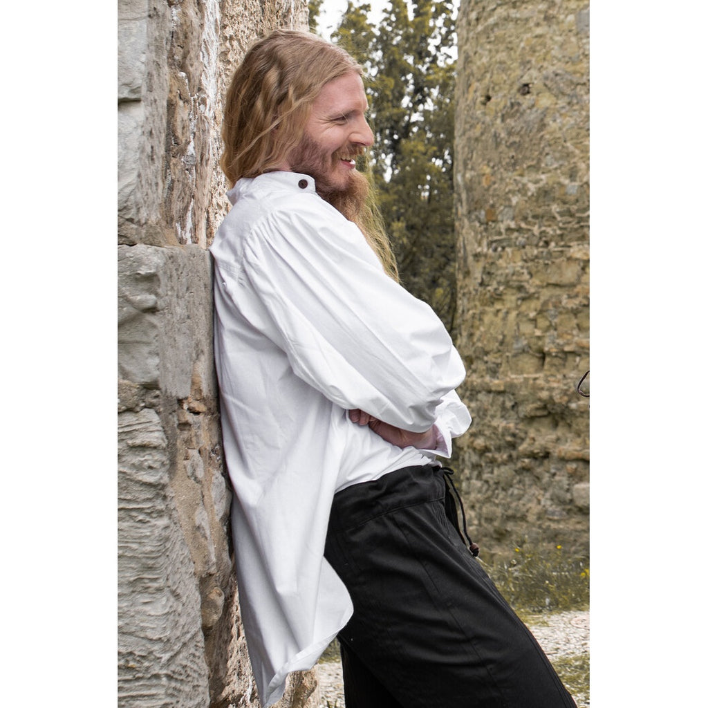 Image produit Chemise médiévale à plis avec boutons en bois Oswald blanc