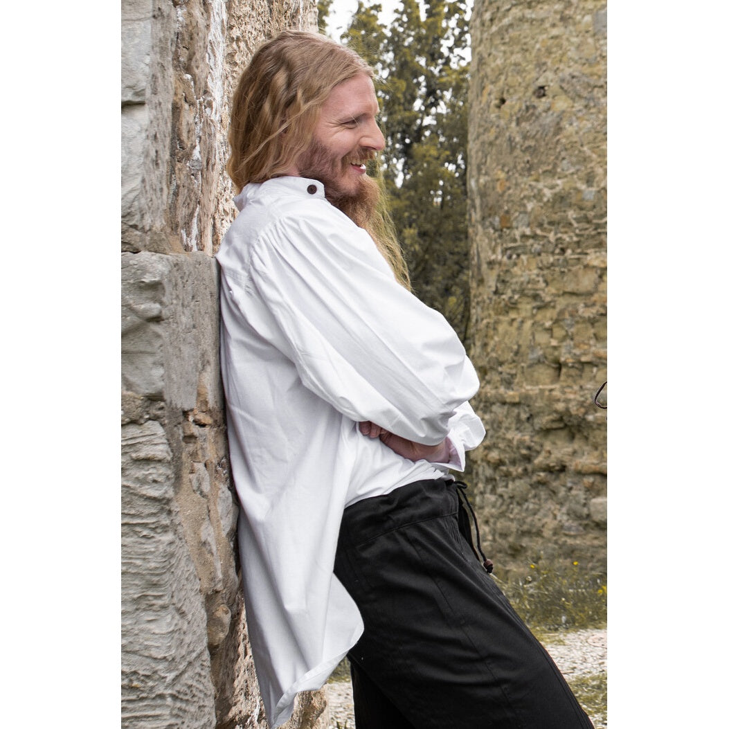 Image produit Chemise médiévale à plis avec boutons en bois Oswald blanc