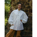 Image produit Chemise médiévale à plis avec boutons en bois Oswald blanc