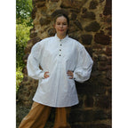 Image produit Chemise médiévale à plis avec boutons en bois Oswald blanc