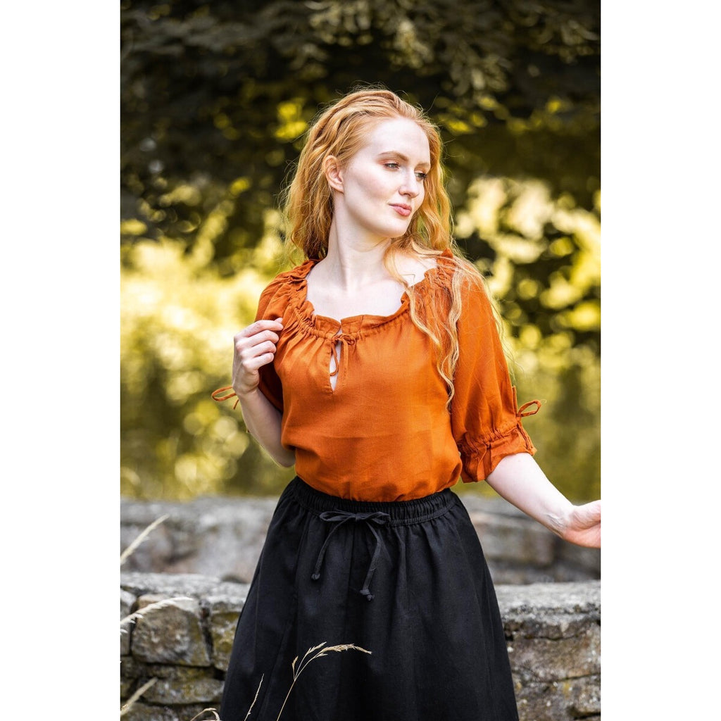 Image produit Blouse médiévale manches courtes Vera marron