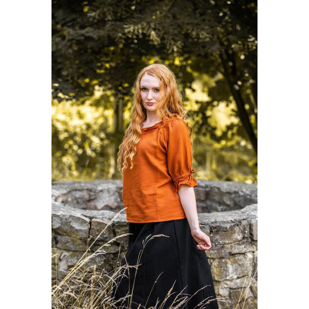 Image produit Blouse médiévale manches courtes Vera marron