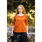 Image produit Blouse médiévale manches courtes Vera marron