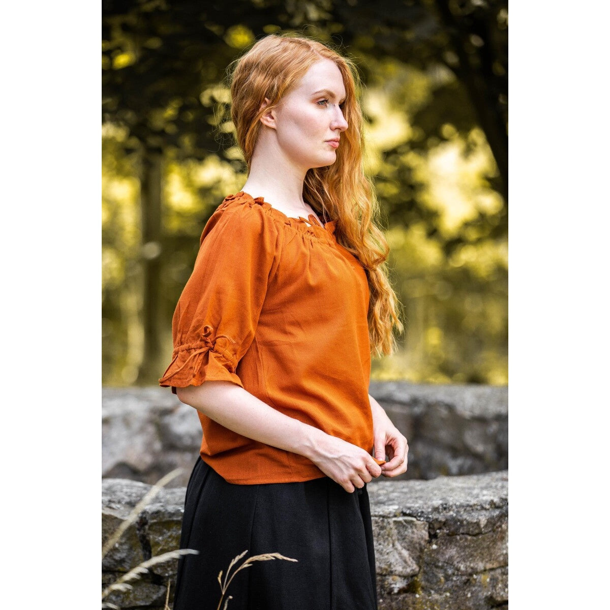 Image produit Blouse médiévale manches courtes Vera marron