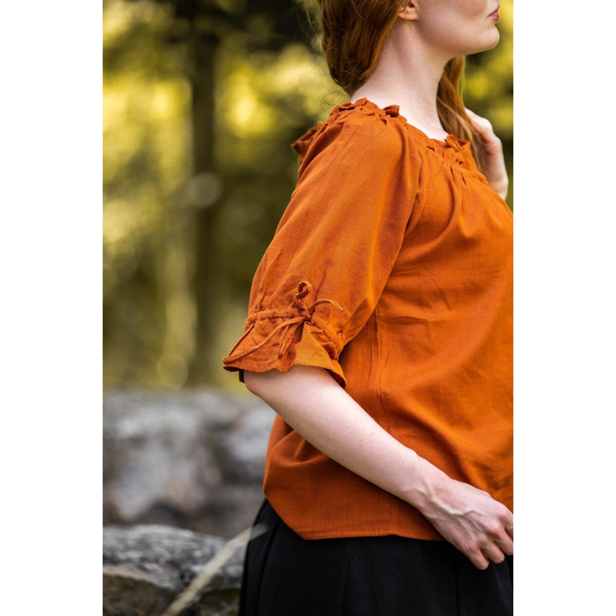 Image produit Blouse médiévale manches courtes Vera marron