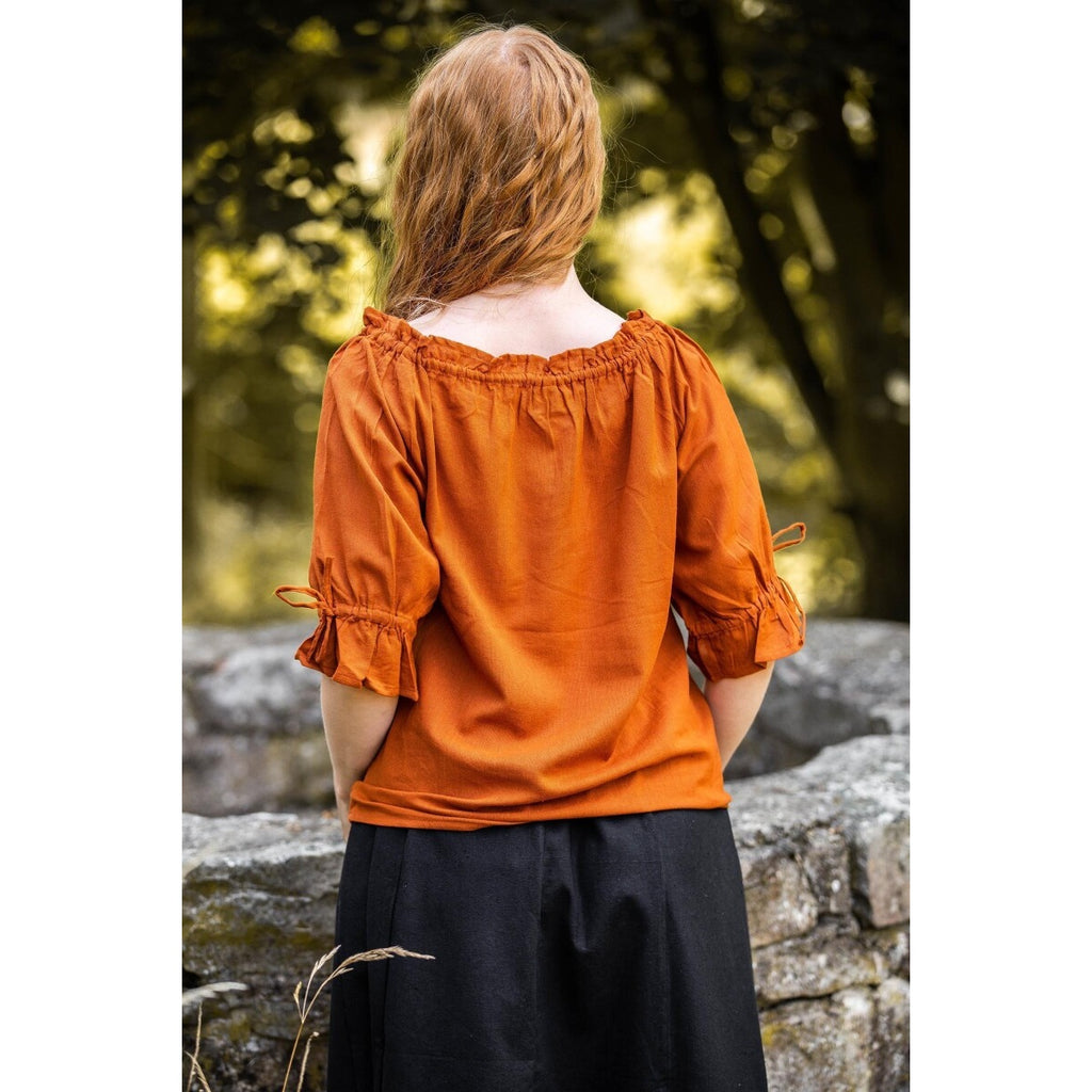 Image produit Blouse médiévale manches courtes Vera marron