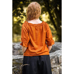 Image produit Blouse médiévale manches courtes Vera marron