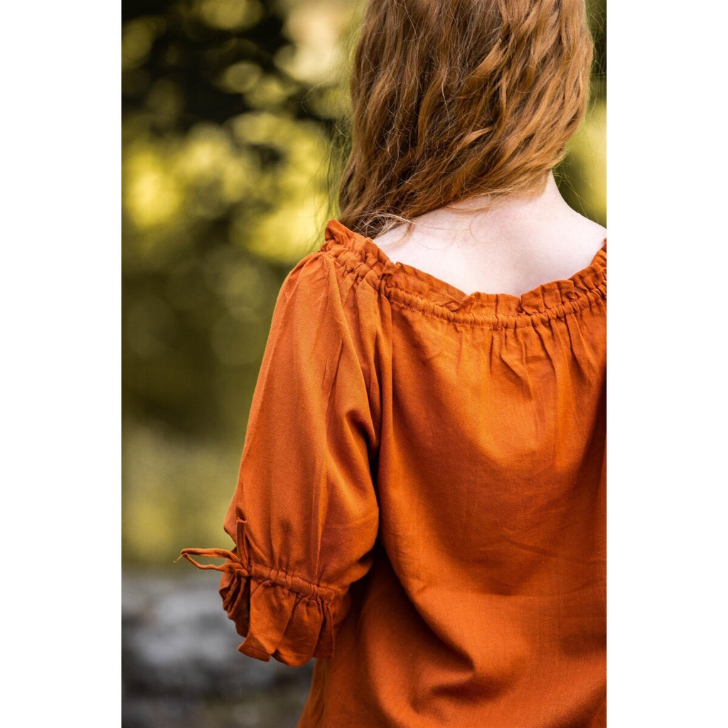 Image produit Blouse médiévale manches courtes Vera marron