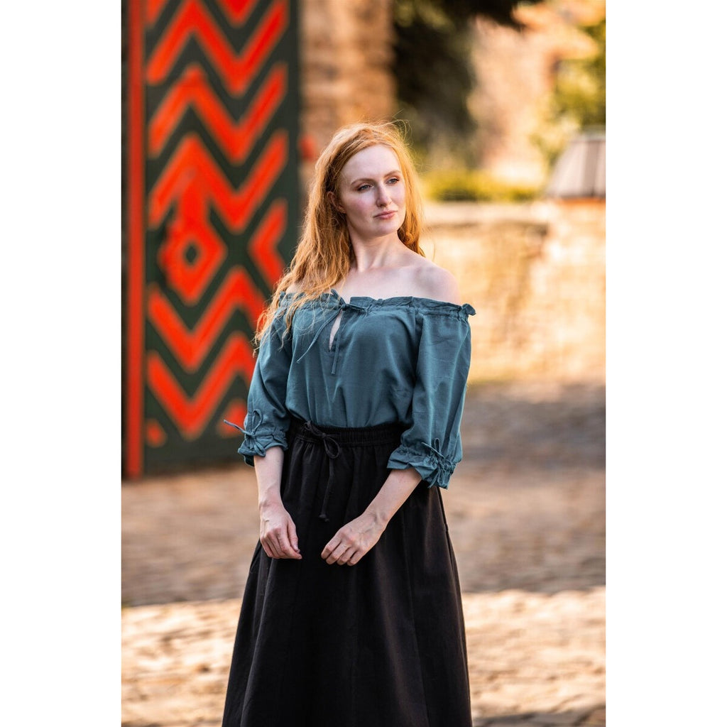 Image produit Blouse médiévale à manches courtes Vera bleu