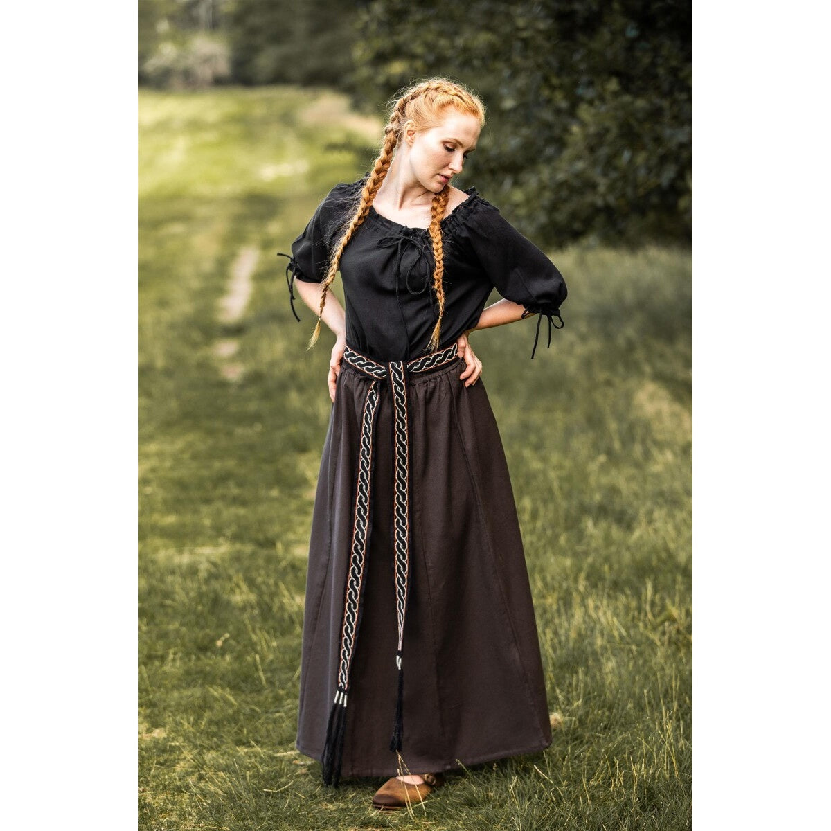 Image produit Blouse médiévale à manches courtes Vera noir