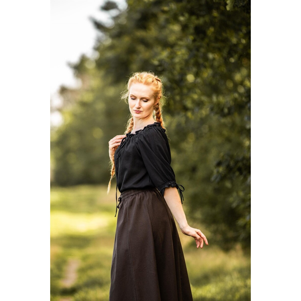 Image produit Blouse médiévale à manches courtes Vera noir