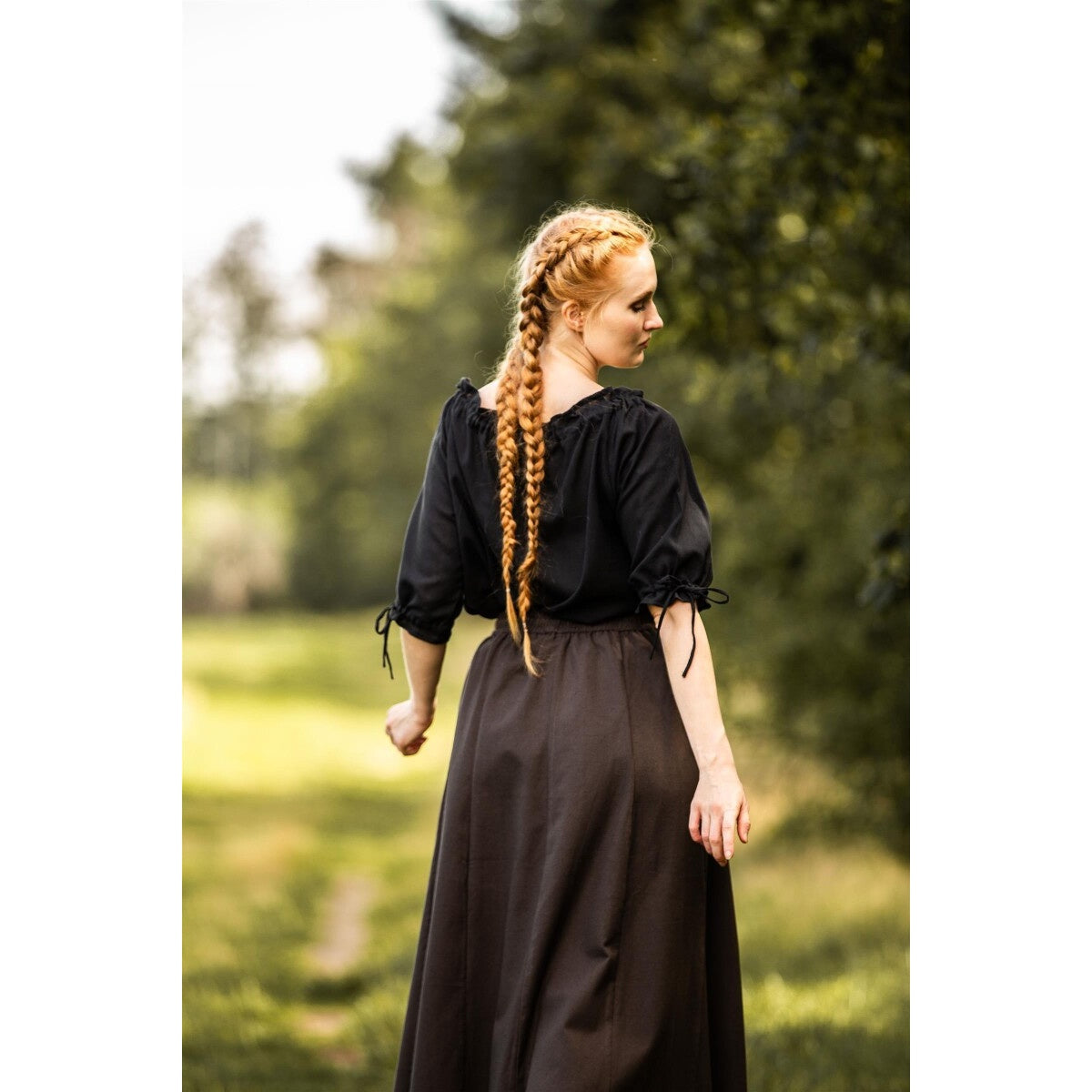 Image produit Blouse médiévale à manches courtes Vera noir