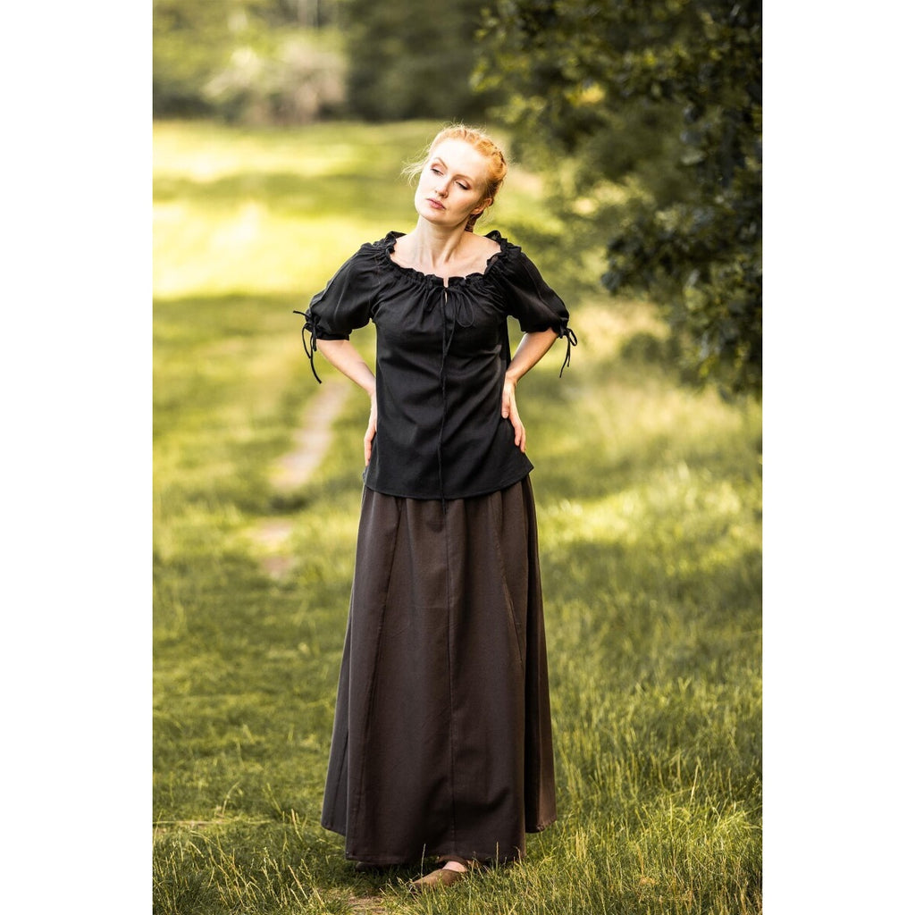 Image produit Blouse médiévale à manches courtes Vera noir