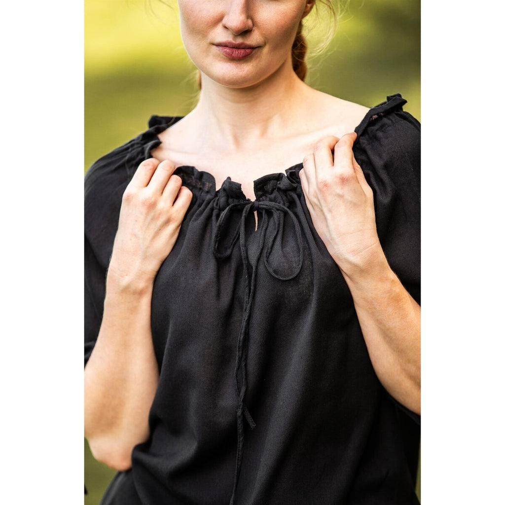 Image produit Blouse médiévale à manches courtes Vera noir