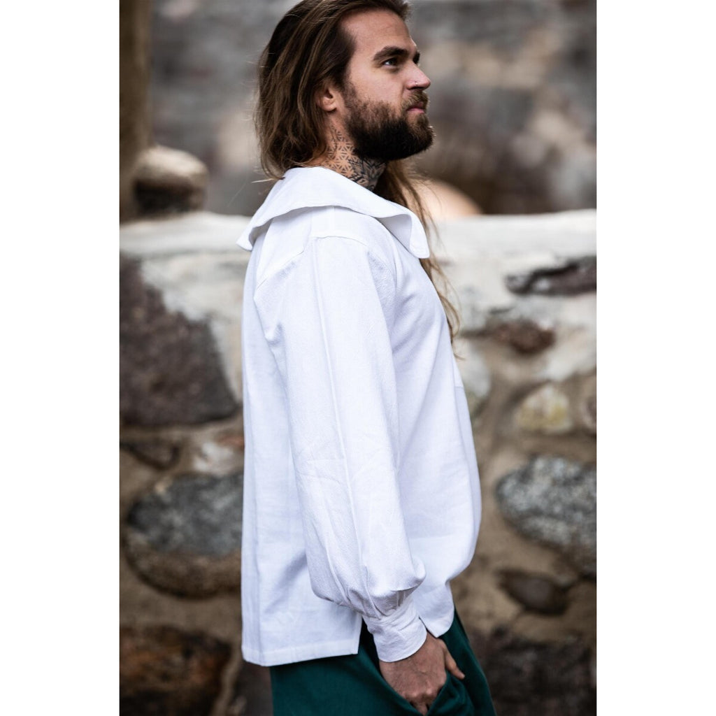 Image produit Chemise médiévale à col rond Athos blanche