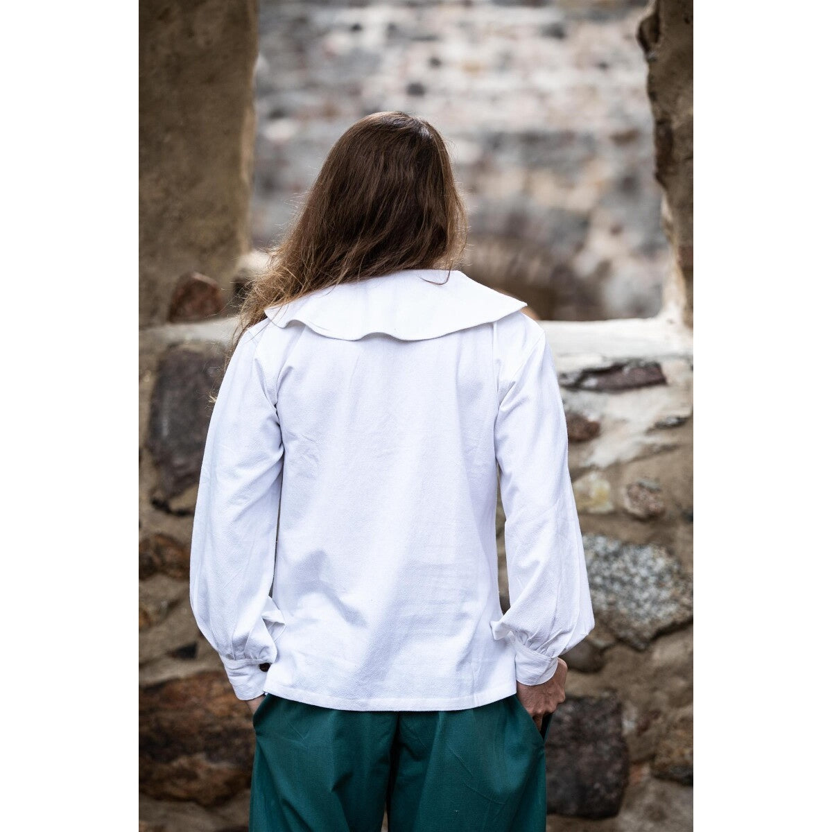 Image produit Chemise médiévale à col rond Athos blanche