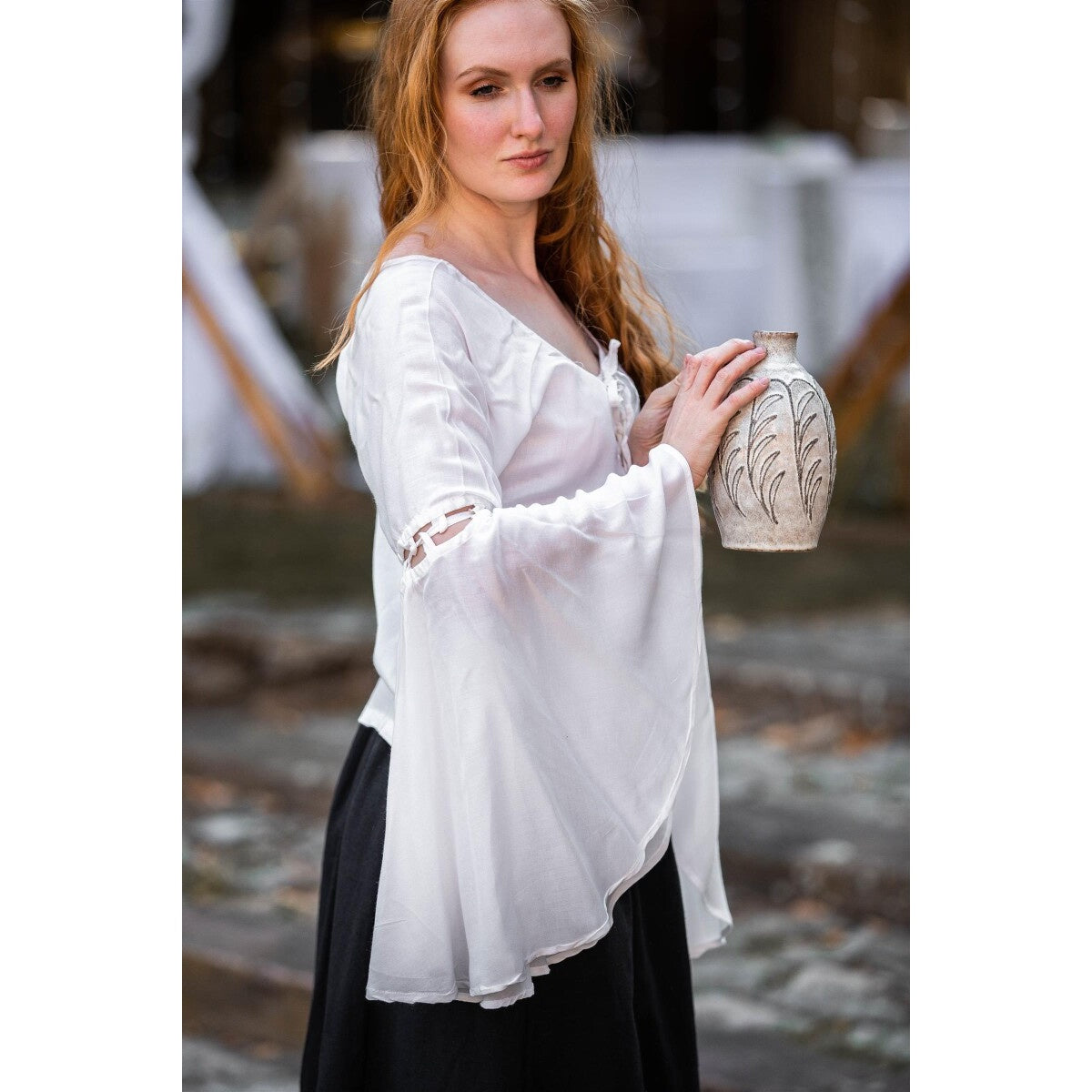 Image produit Blouse médiévale Carmen blanche