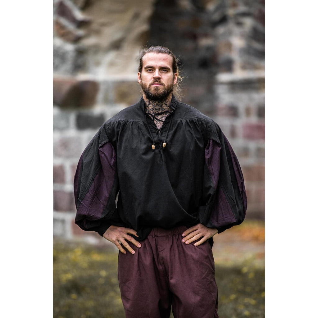 Image produit Chemise de lansquenet médiéval Albert noir-marron