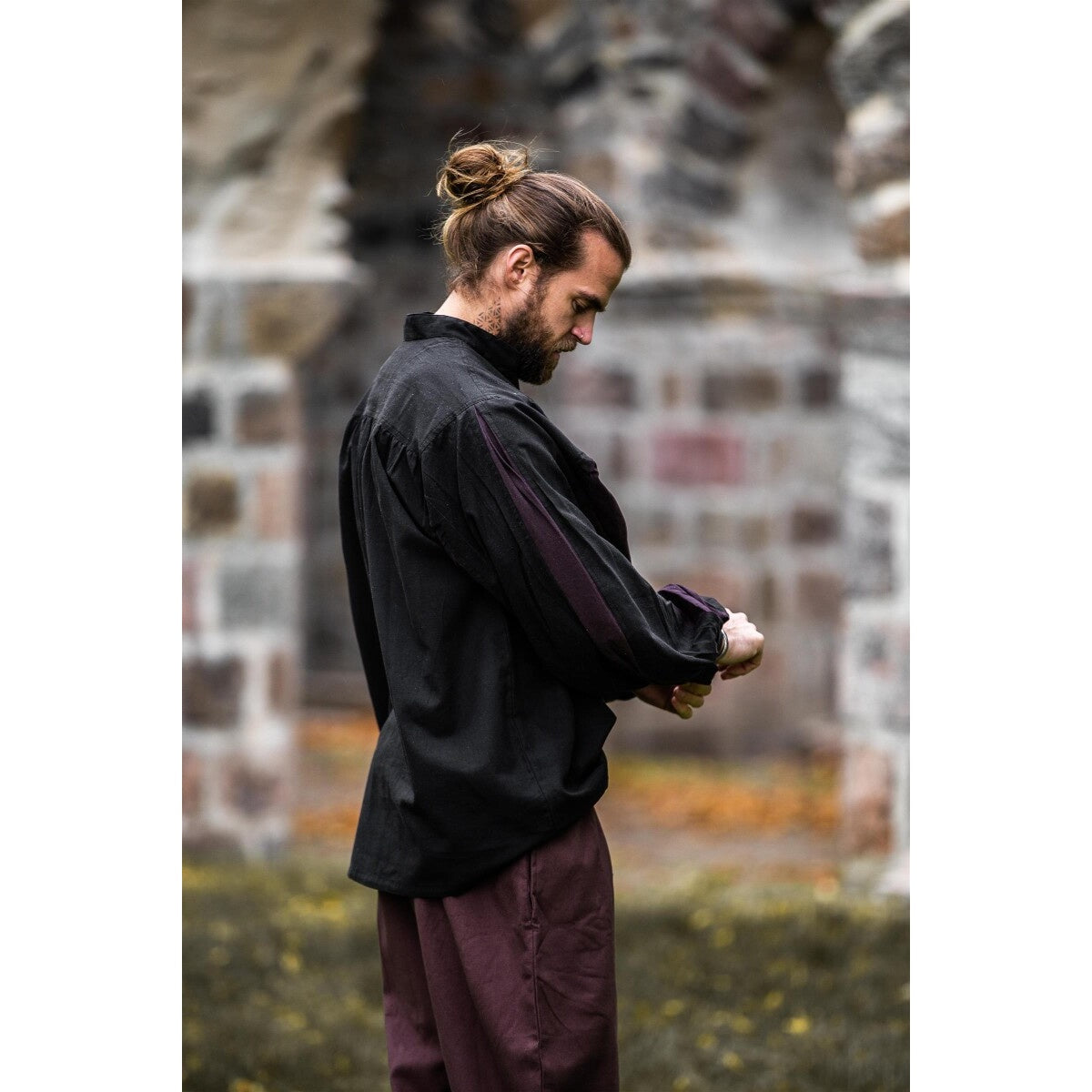 Image produit Chemise de lansquenet médiéval Albert noir-marron