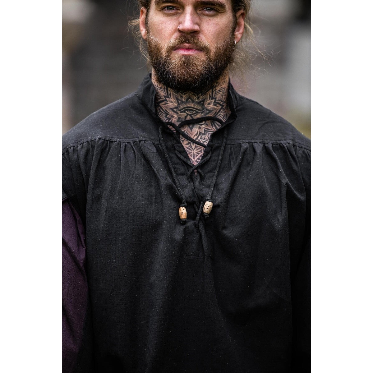 Image produit Chemise de lansquenet médiéval Albert noir-marron