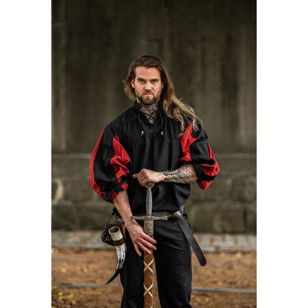 Image produit Chemise de lansquenet médiéval Albert noir-rouge