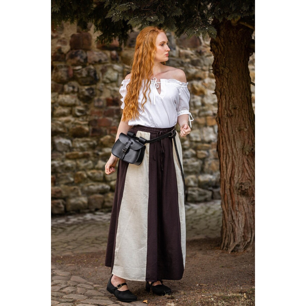 Image produit Blouse médiévale manches courtes Otilia blanche
