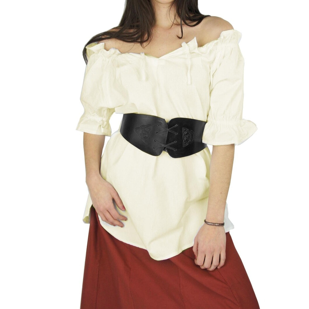Image produit Blouse médiévale à manches courtes Verena beige