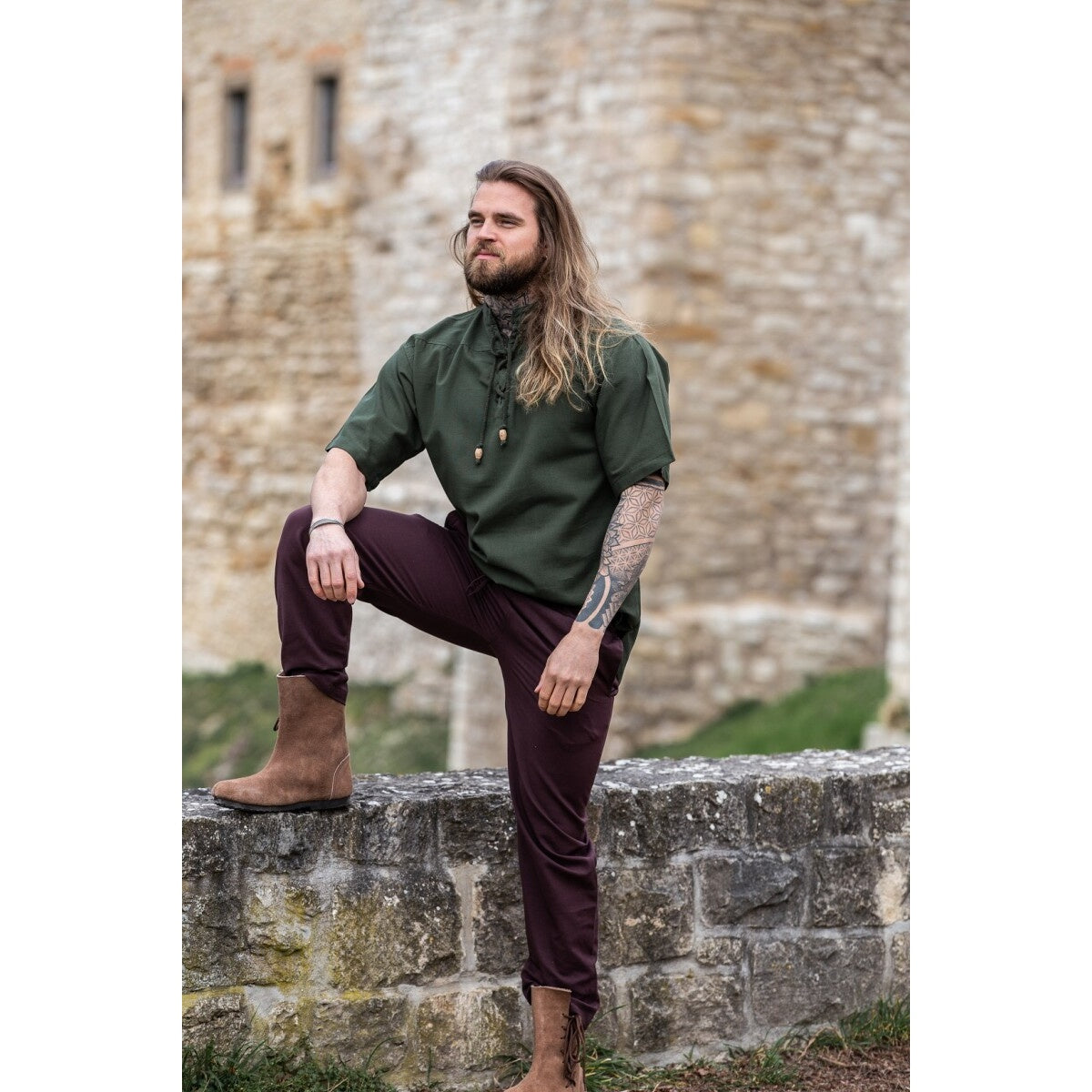 Image produit Chemise médiévale Erik manches courtes verte