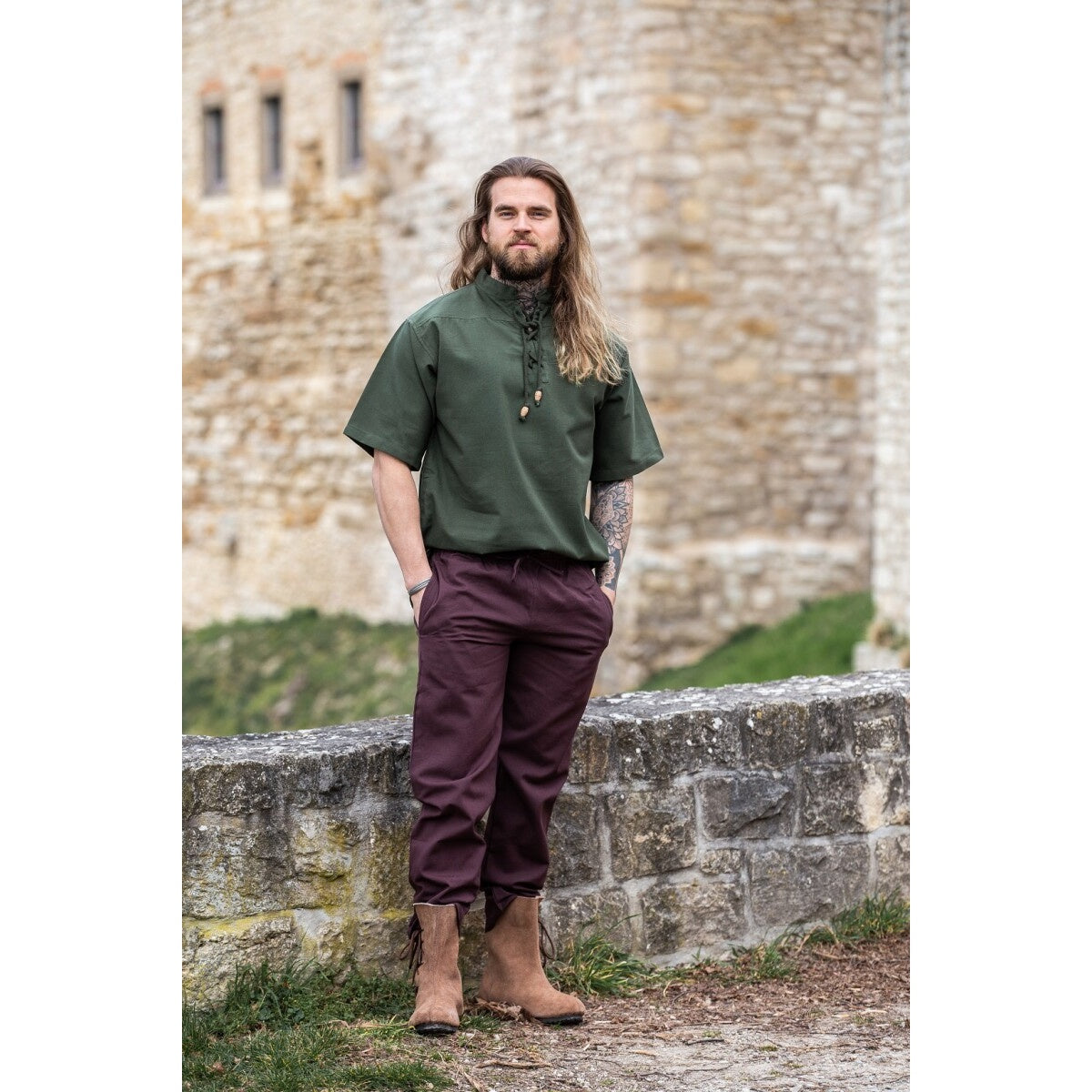 Image produit Chemise médiévale Erik manches courtes verte