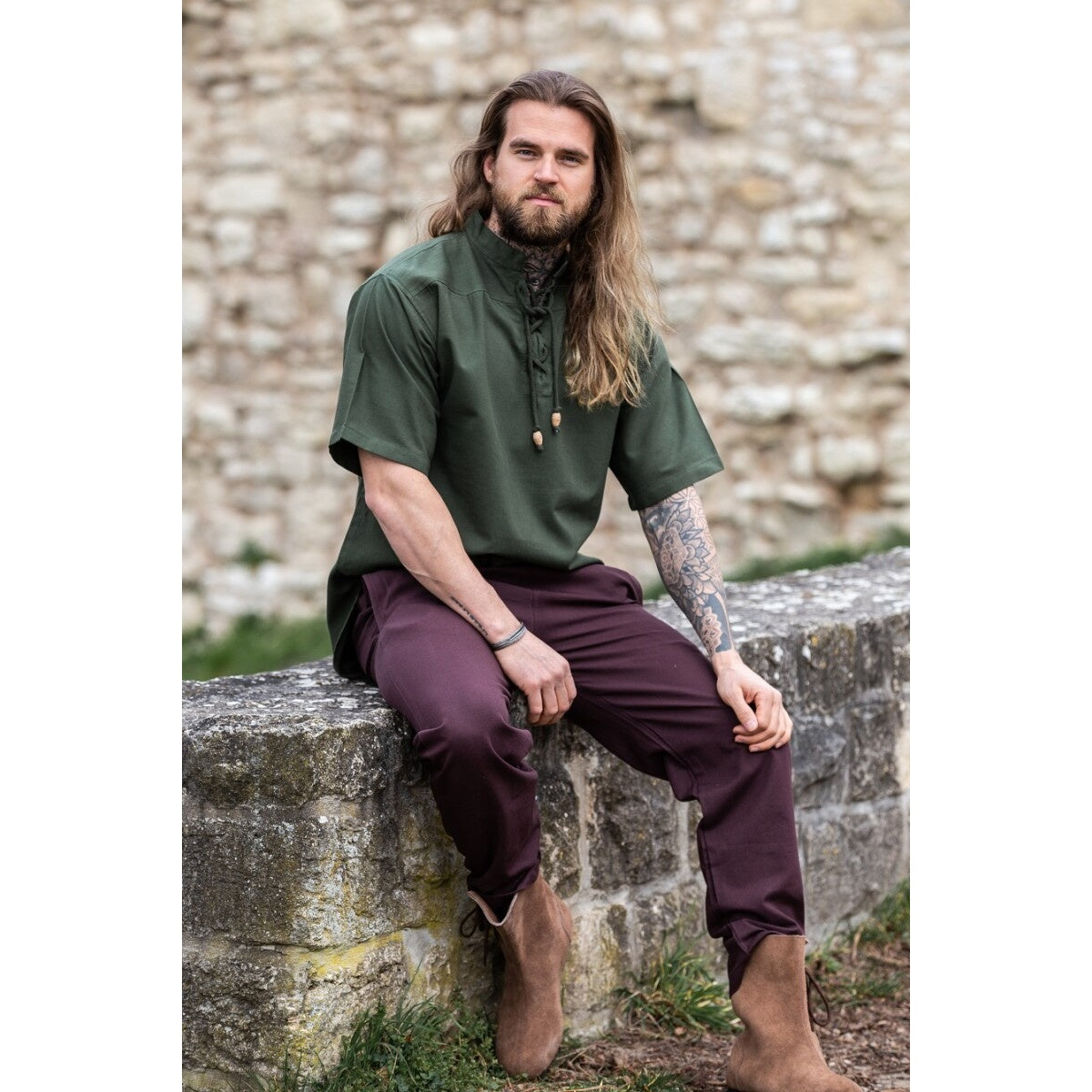 Image produit Chemise médiévale Erik manches courtes verte