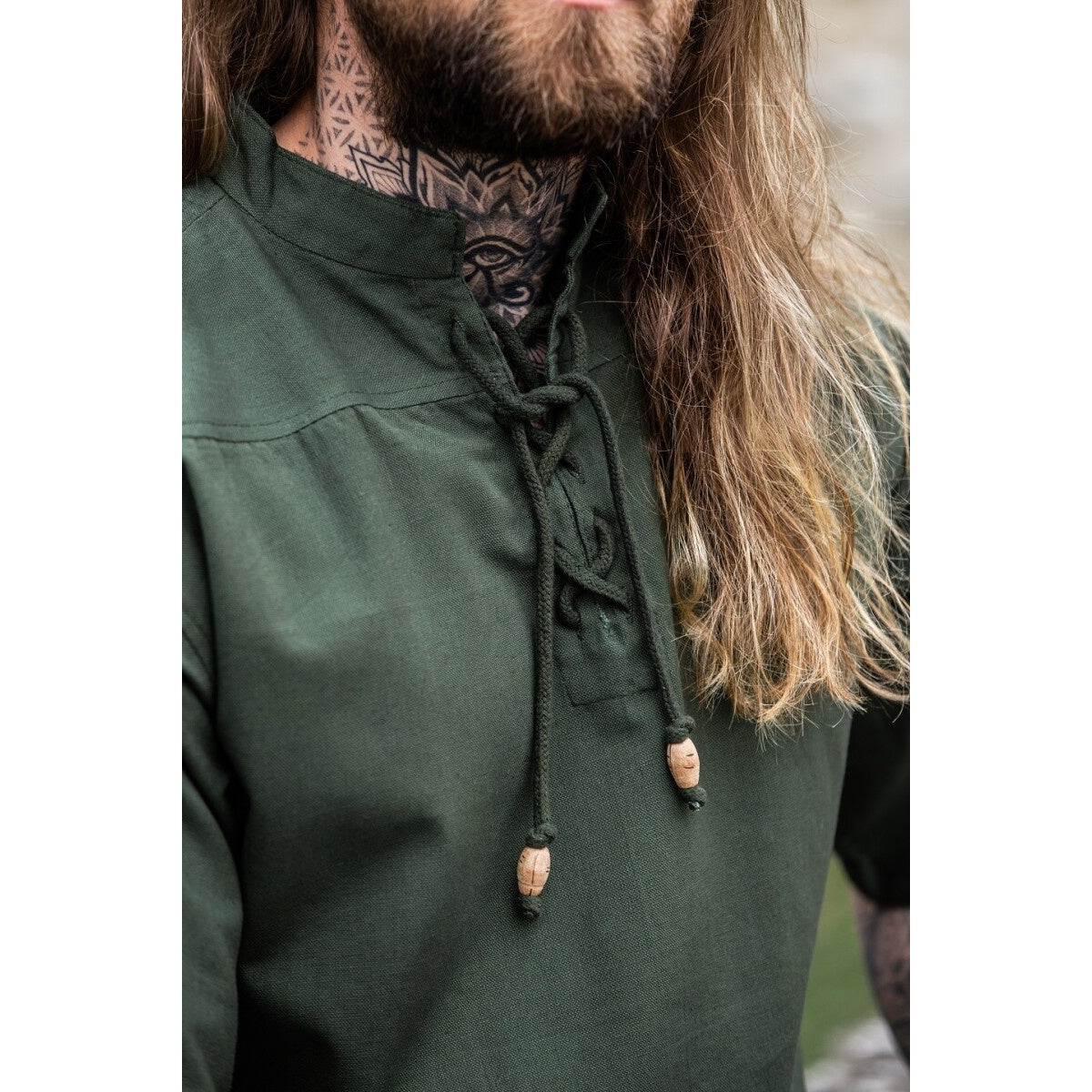 Image produit Chemise médiévale Erik manches courtes verte