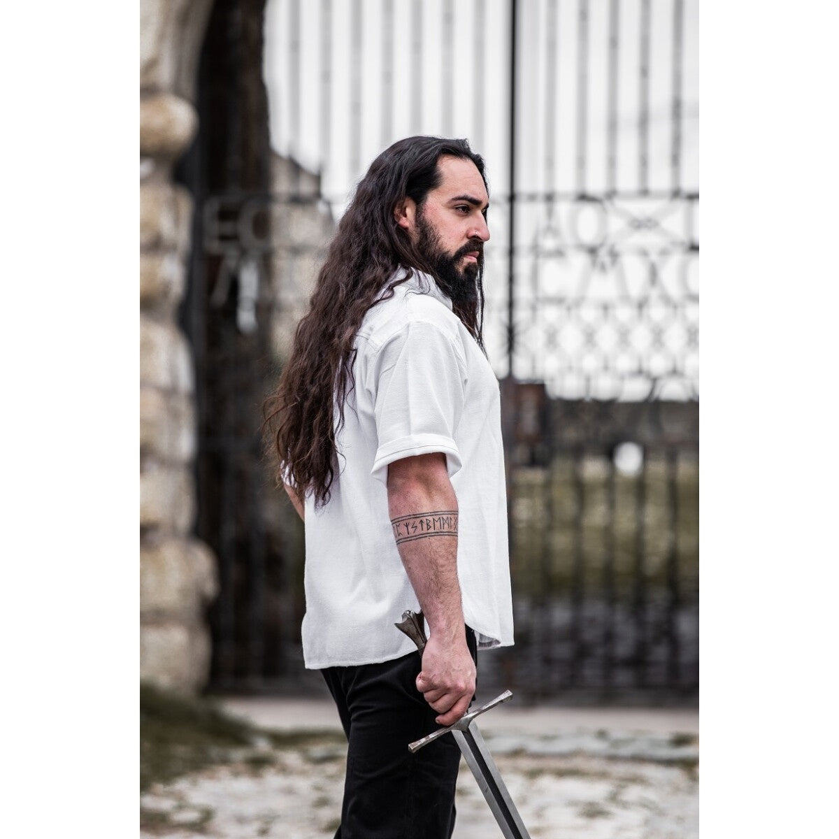 Image produit Chemise médiévale Erik manches courtes blanc