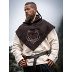 Image produit Gugel médiévale Tyr avec broderie de loup marron
