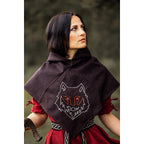 Image produit Gugel médiévale Tyr avec broderie de loup marron