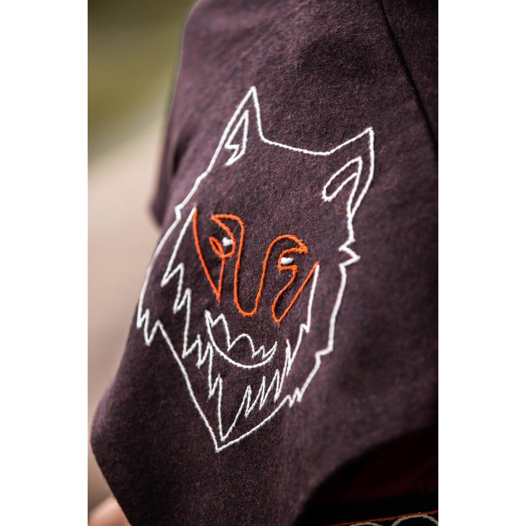 Image produit Gugel médiévale Tyr avec broderie de loup marron
