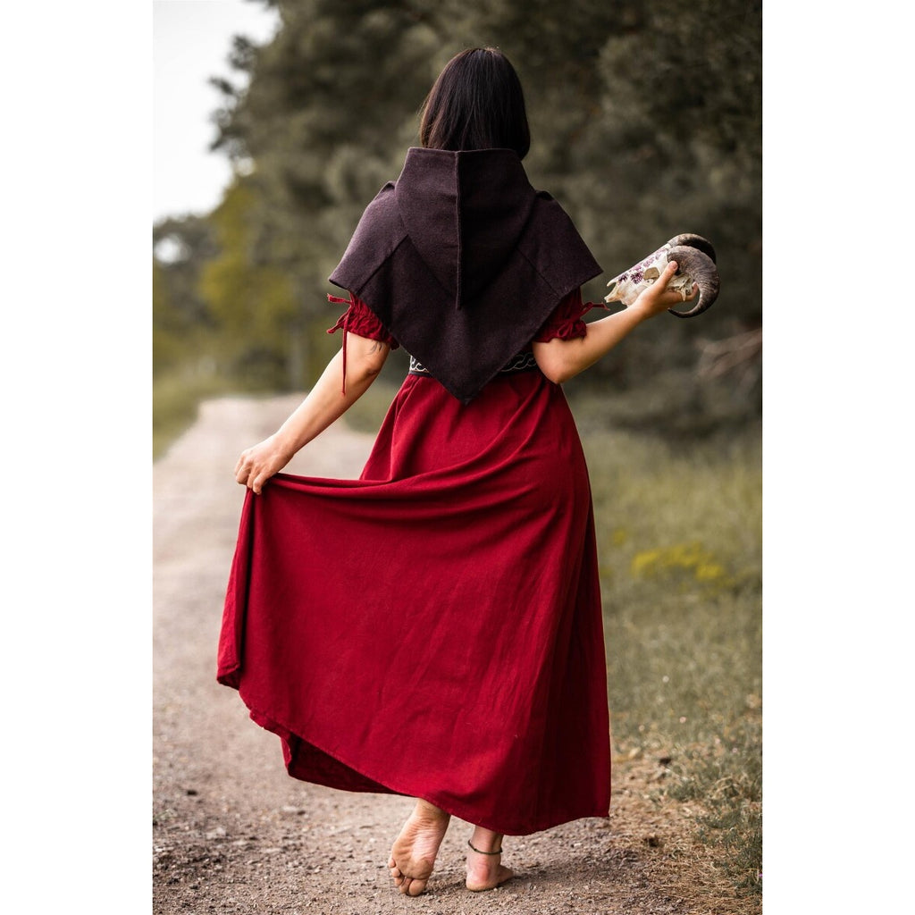 Image produit Gugel médiévale Tyr avec broderie de loup marron