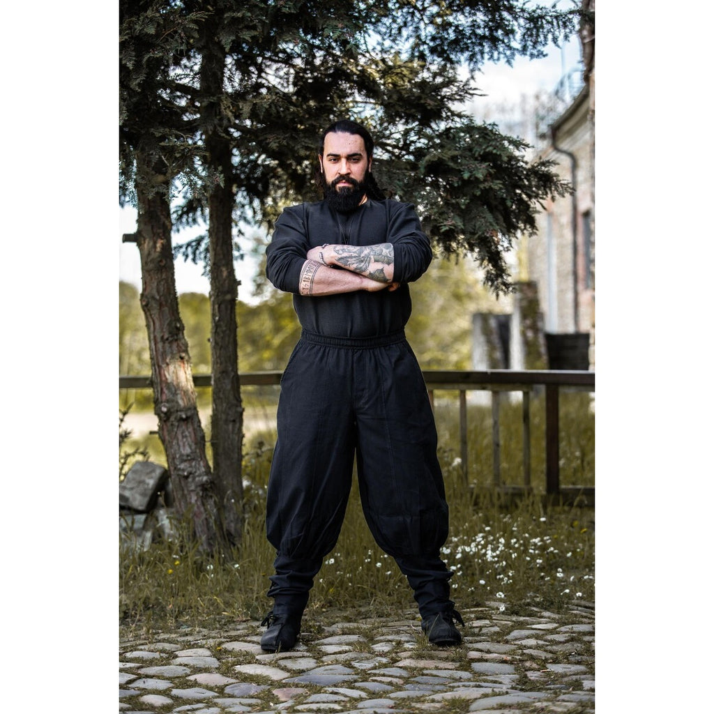 Image produit Pantalon médiéval Tiago avec laçage de jambe noir