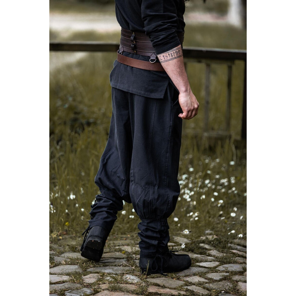 Image produit Pantalon médiéval Tiago avec laçage de jambe noir