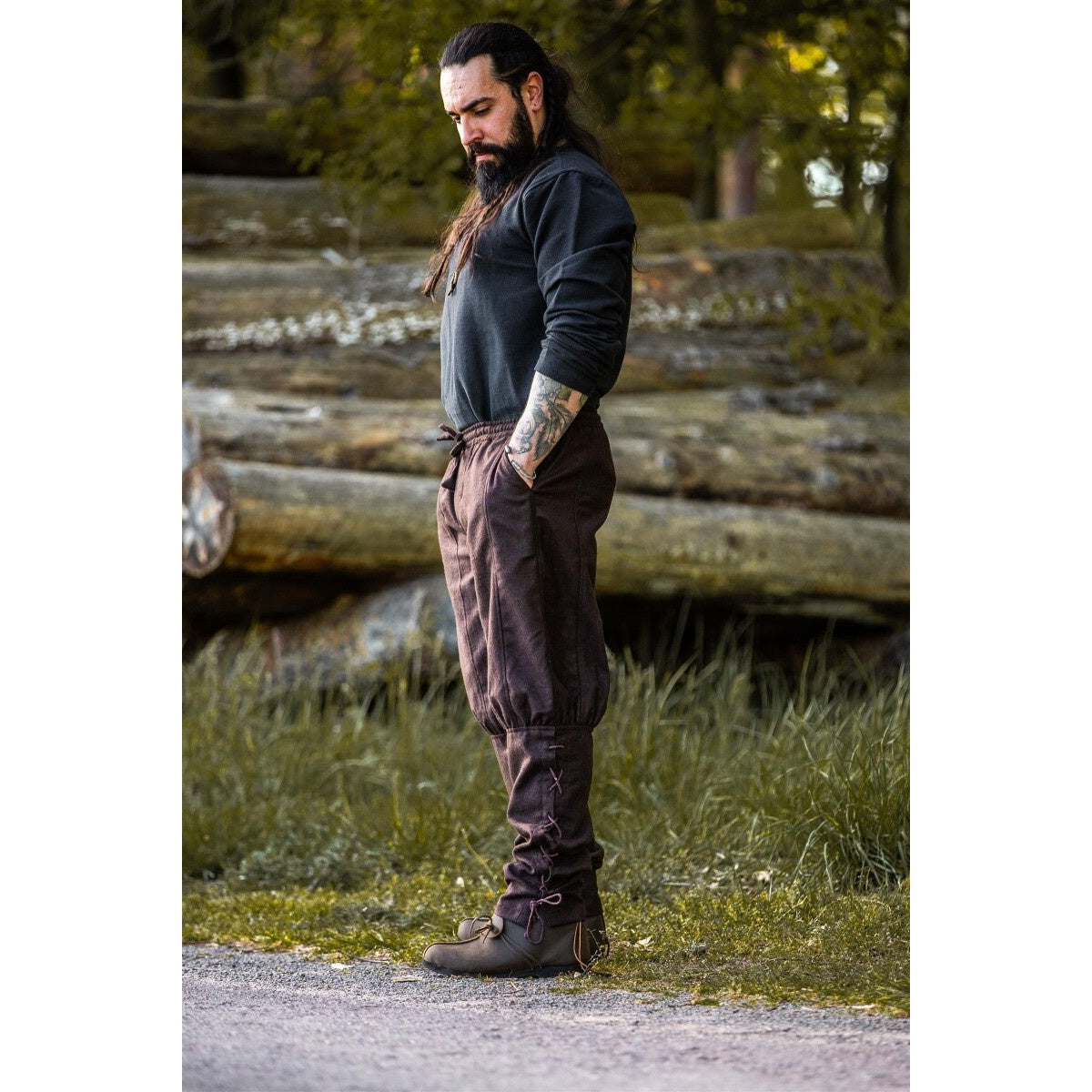 Image produit Pantalon médiéval en laine Jorgen marron