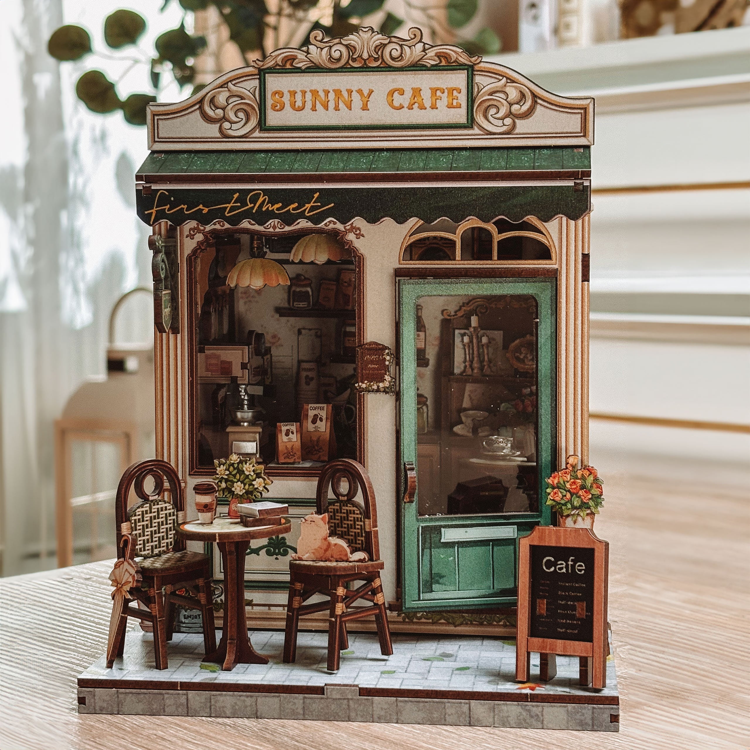 Image produit CuteBee - Sunny Cafe maison miniature Book Nook kit de modèle
