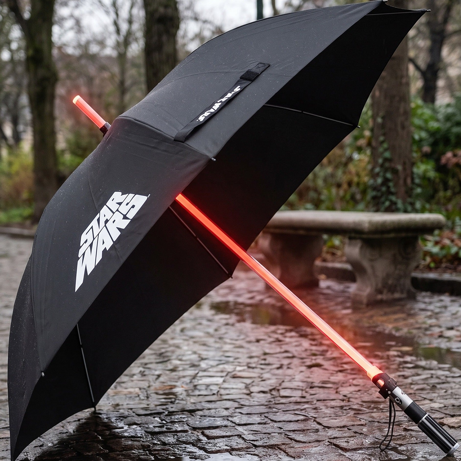 Image produit Parapluie sabre laser Dark Vador avec fonction lumineuse - Star Wars