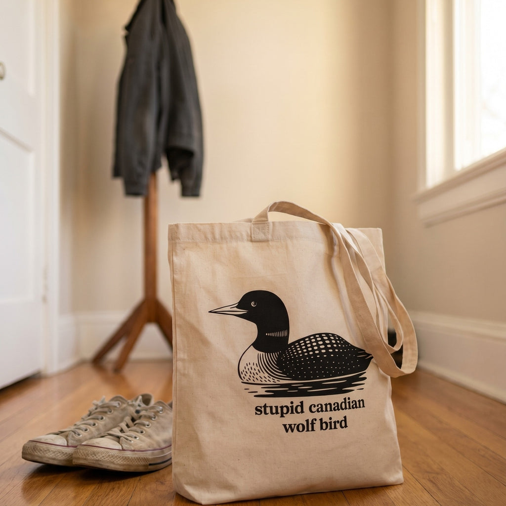 Image produit Stupid Canadian Wolf Bird – Tote bag pour fans de Heated Rivalry