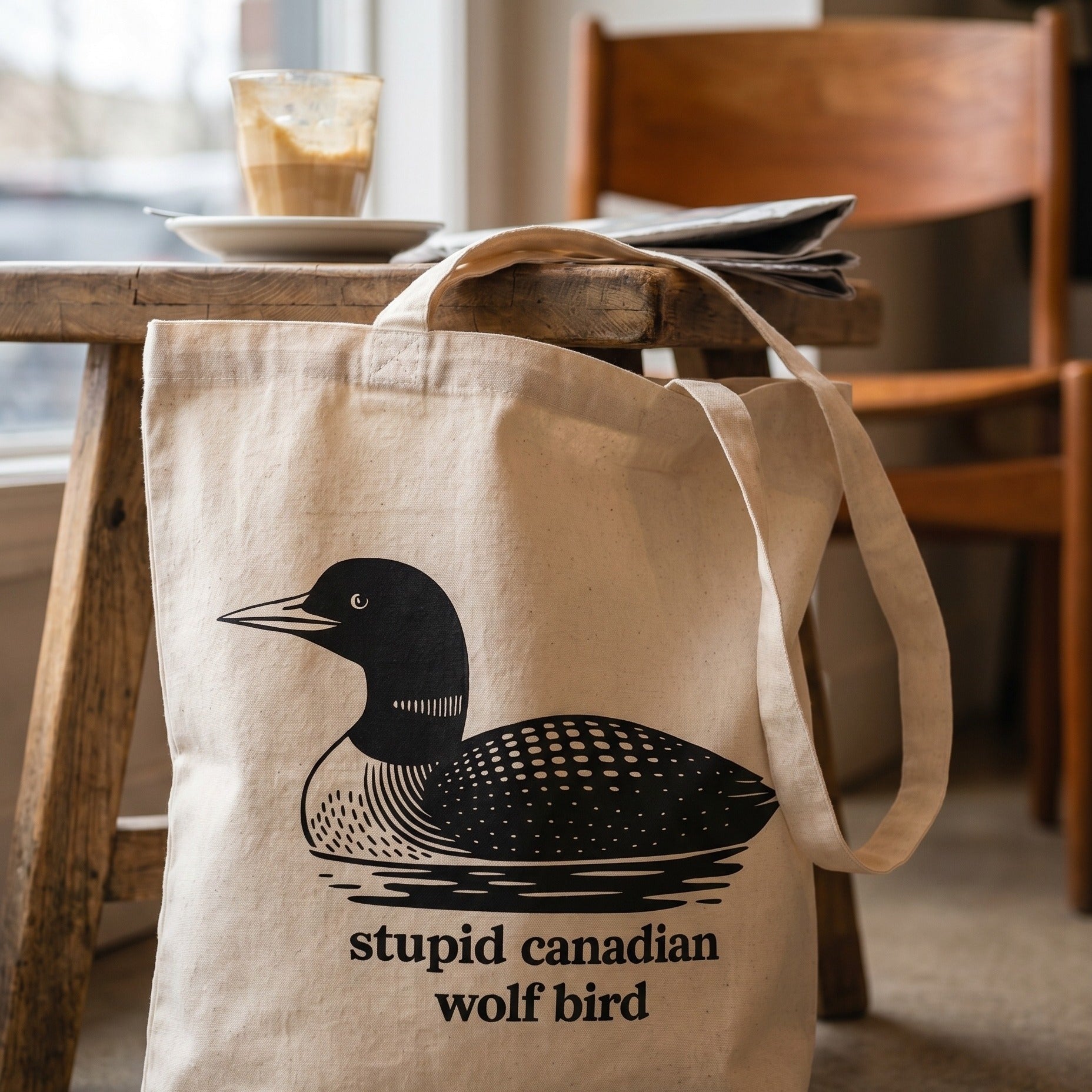 Image produit Stupid Canadian Wolf Bird – Tote bag pour fans de Heated Rivalry