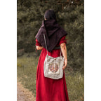 Image produit Sac bandoulière médiéval Tora avec broderie beige