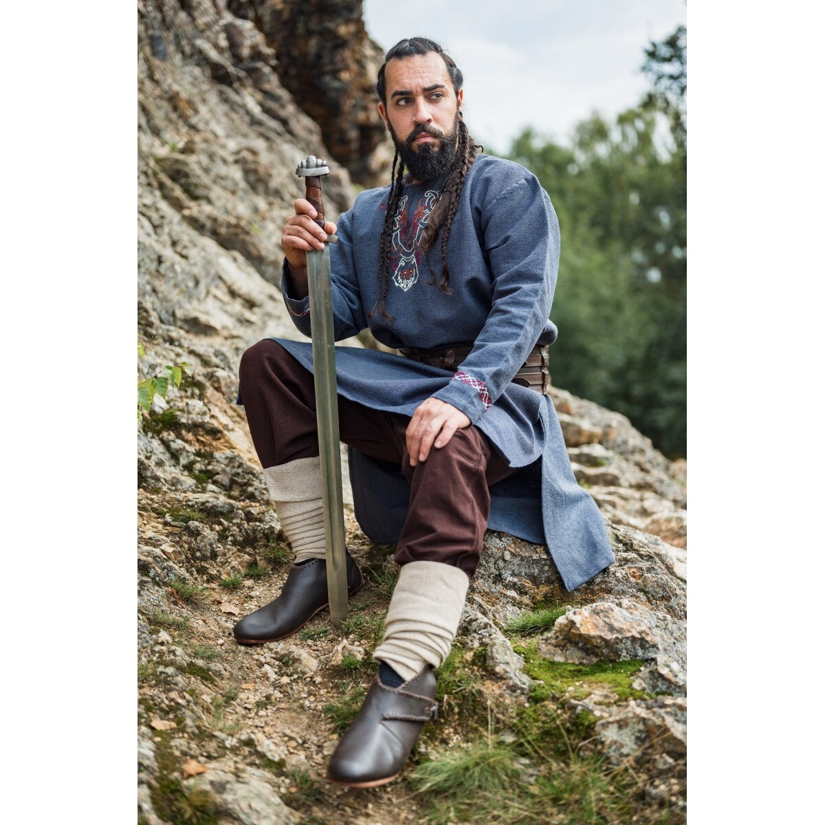 Image produit Tunique viking médiévale Freki bleu-gris